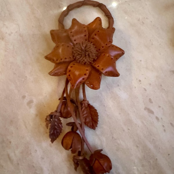 Purple - Beaded Fabart Flower Keychain 07