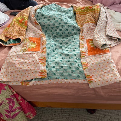 Short Reversible Kimono Blanket Coat - Red Panda/Sunset Stripe