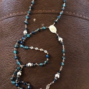 Boy's Blue & Gray Catholic Rosary for Baptism or First Communion ...