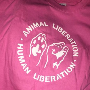 ANIMAL RIGHTS Tshirt Animal Human Liberation T-shirt Vegan Vegetaran ...