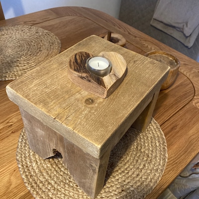 Wooden Stool Rustic Farmhouse Style Stools Handmade From Chunky ...