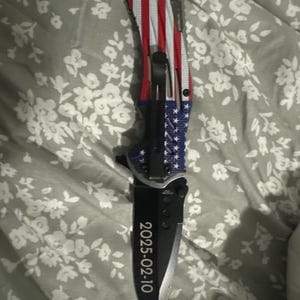 Personalized POCKET KNIFE for Men with Clip Knives Custom Engraved American Flag Groomsmen Gift for Dad Him Grandpa Veteran Army Fishing