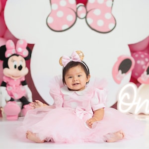 Mid Season Dress For Baby Girl In Minnie Mouse Print Pink Color main image 0