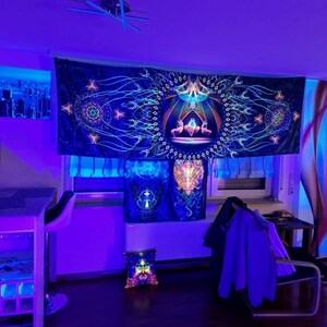 Psychedelic UV Fluorescent Blacklight Tapestry Fractal Art Print Trippy ...