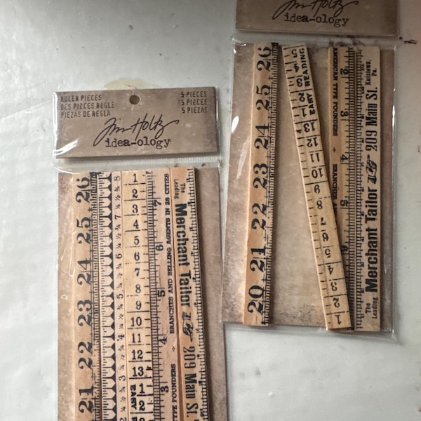 Tim Holtz Idea-ology Ruler Pieces, 5 Pieces, Vintage Inspired Wood Mini ...
