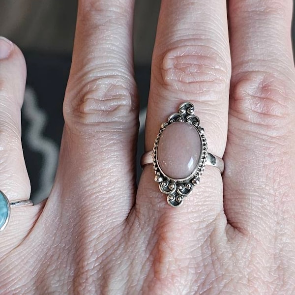 Koral Jewelry Sterling Silver Black Onyx Gypsy Ring – Boho Chic Vintage Style, Sizes 6-9, Handmade In India