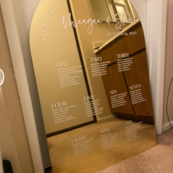 Gold Mirror Wedding Seating Chart Wedding Signs Wedding Guest List