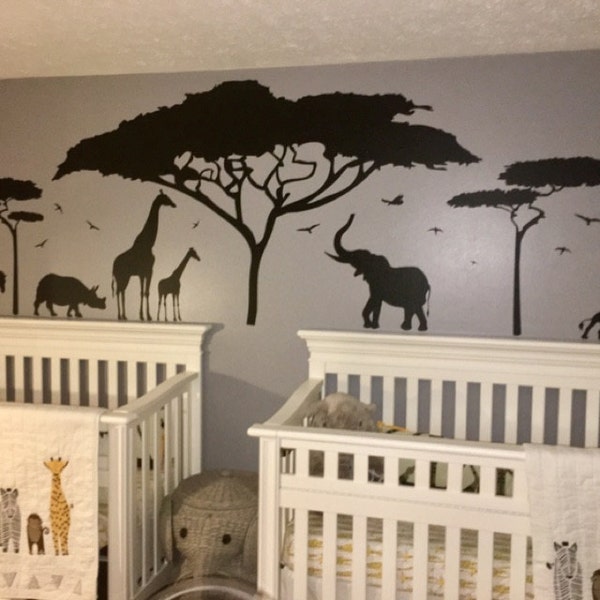 African Safari Wall Decal - Zoo Wall Decal, African Decal, Nature Wall ...