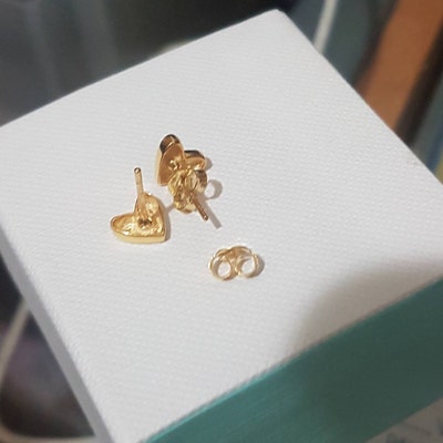 Gold Heart Stud Earrings Mini 14kt Gold Vermeil - Etsy