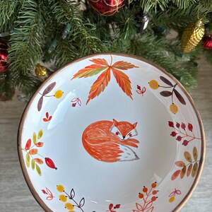【新品・送料込】松助窯　 Free  bowl    2個set Hand Painted Tactile Bowl, Cute Fox, Plate for Baby, Gift