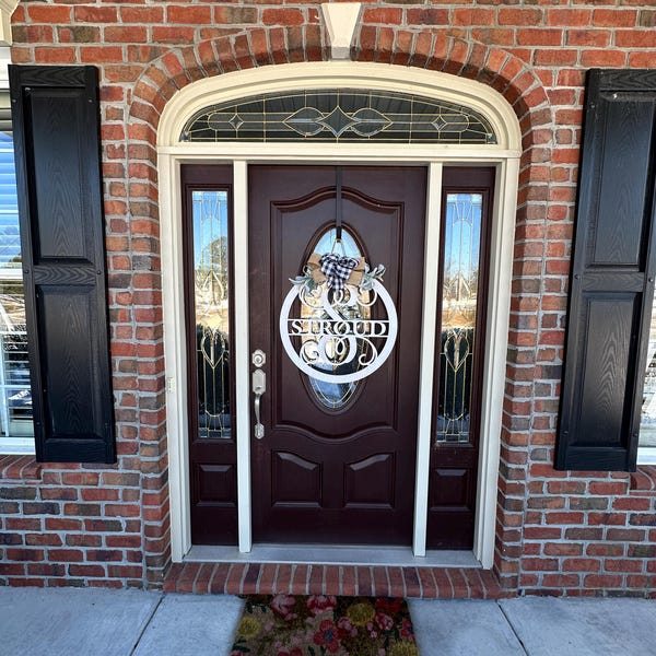 Last Name Door Sign Initial Door Wreath Personalized Front Door Family ...