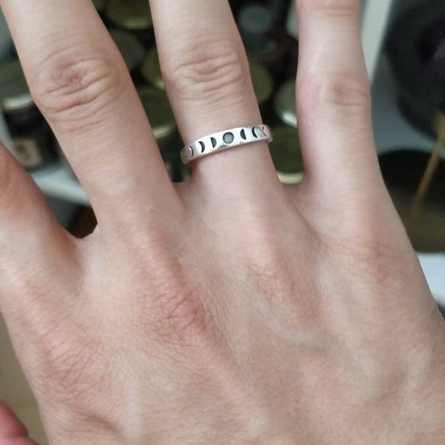Moon Phases Sterling Silver Ring – Handmade .925 Silver Band, Sizes 4 To 10, Dainty Celestial Jewelry