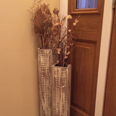 Set of 28 and 24 Tall Rustic Floor Vases/Wood Vase/Home Decor ...