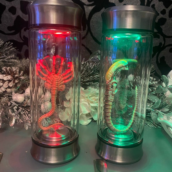 USA Alien in a Test Tube Embryo Glass Jar Prop Led Light Red Green Blue ...