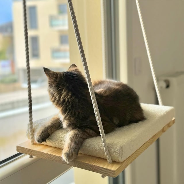 Cat Window Perch, Cat Hammock, Cat Window Bed, Wood Cat Shelves,  Minimalistic Pet Furniture 