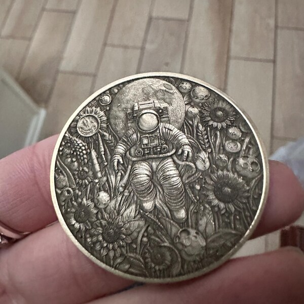 Eternally Enchanting Flower Brass Coin With Rose double-sided - Etsy