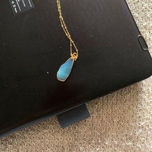 Customer photo from Linda, Raw Australian Opal Necklace with Paperclip Chain