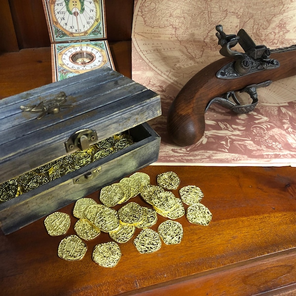 Metal Pirate Coins - 50 Gold Spanish Doubloon Replicas - Fantasy Metal ...