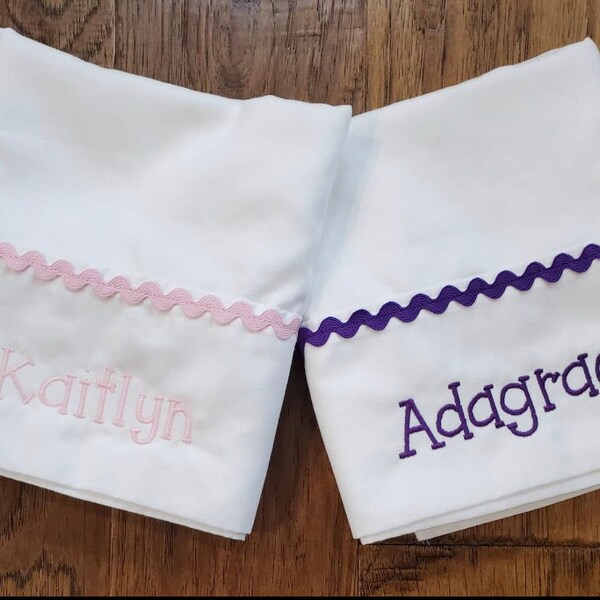 Kids Pillowcase With Rick Rack Trim (for Standard Sized Pillow-20x26 ...