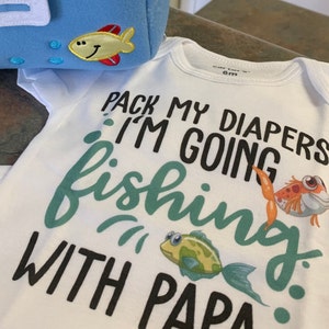 Pack My Diapers I'm Going Fishing With Daddy Onesies® Bodysuit Baby Onesie  Baby Shower Gift Baby Boy Bodysuit Baby Bodysuit 
