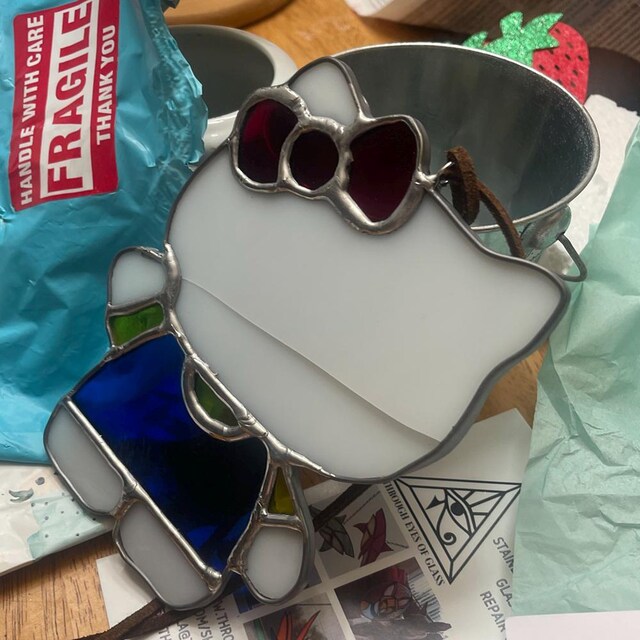 Hello Kitty Suncatcher Stained Glass Art - Etsy
