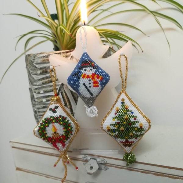 Winter Peyote Pod Pattern Bundle, 4 Cottagecore Christmas Variations PDF 19PP011