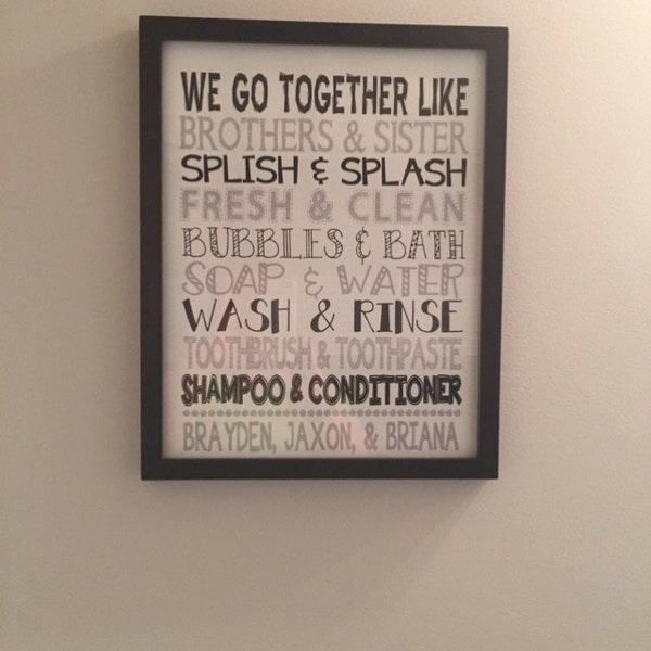 We Go Together Like Brother and Sister Bathroom Sign. Custom Names on ...