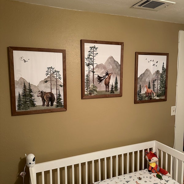 Woodland Nursery Wall Art PRINTED VERSION, Mountain Wall Art, Tree ...