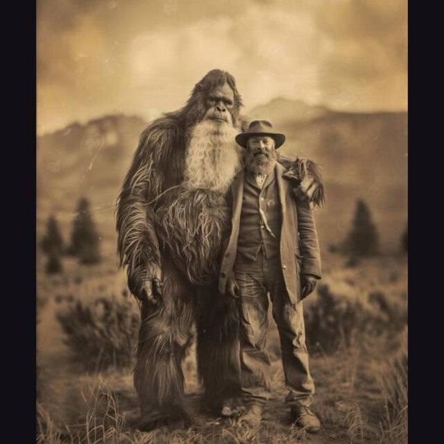 Sasquatch Canvas Print Vintage Photograph Cryptid Bigfoot Print