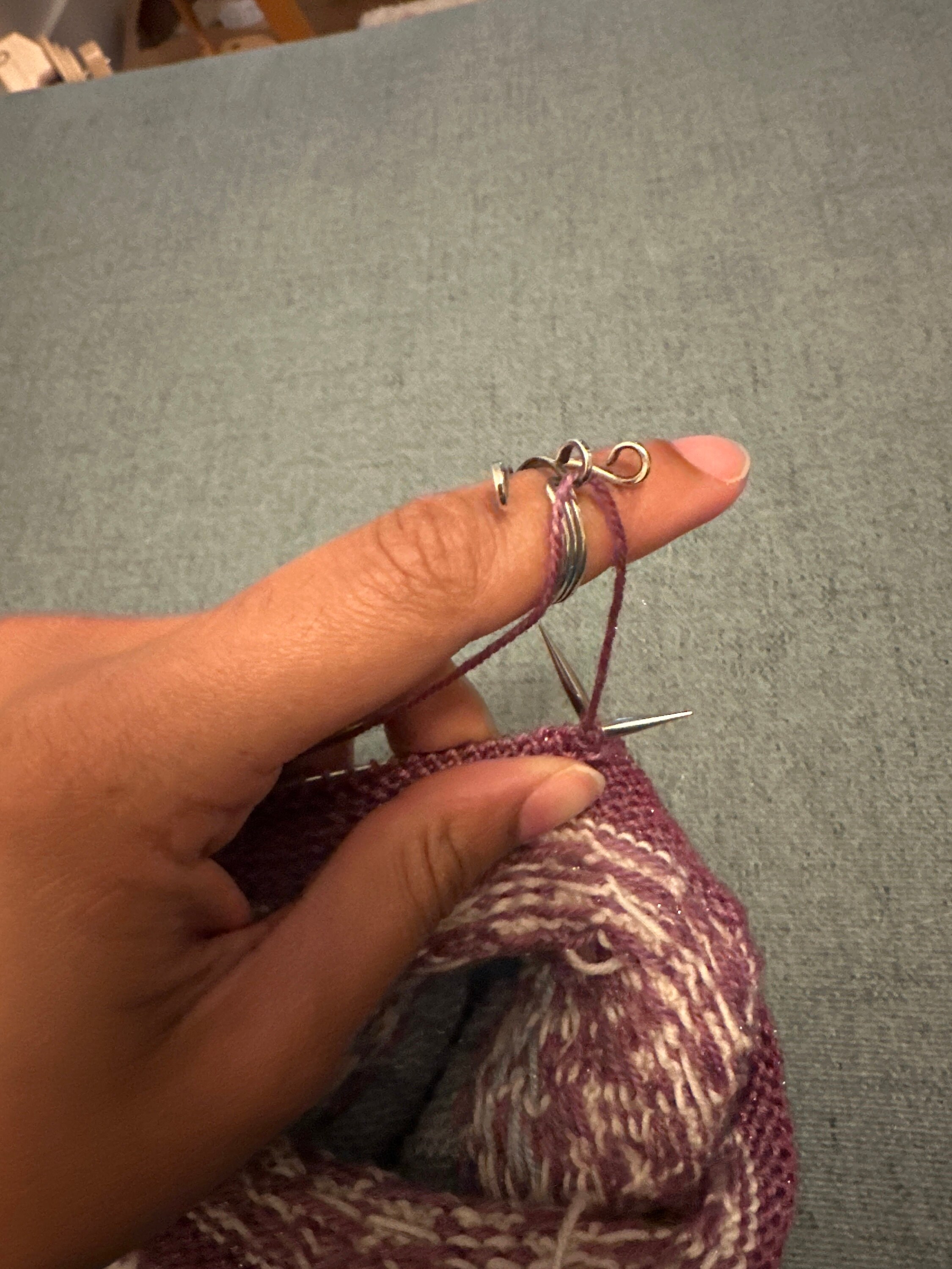 Three Colour Yarn Guide Knitting Ring - Stranded Knitting 3 Hook Ring - Colorwork - Fair Isle - Crochet