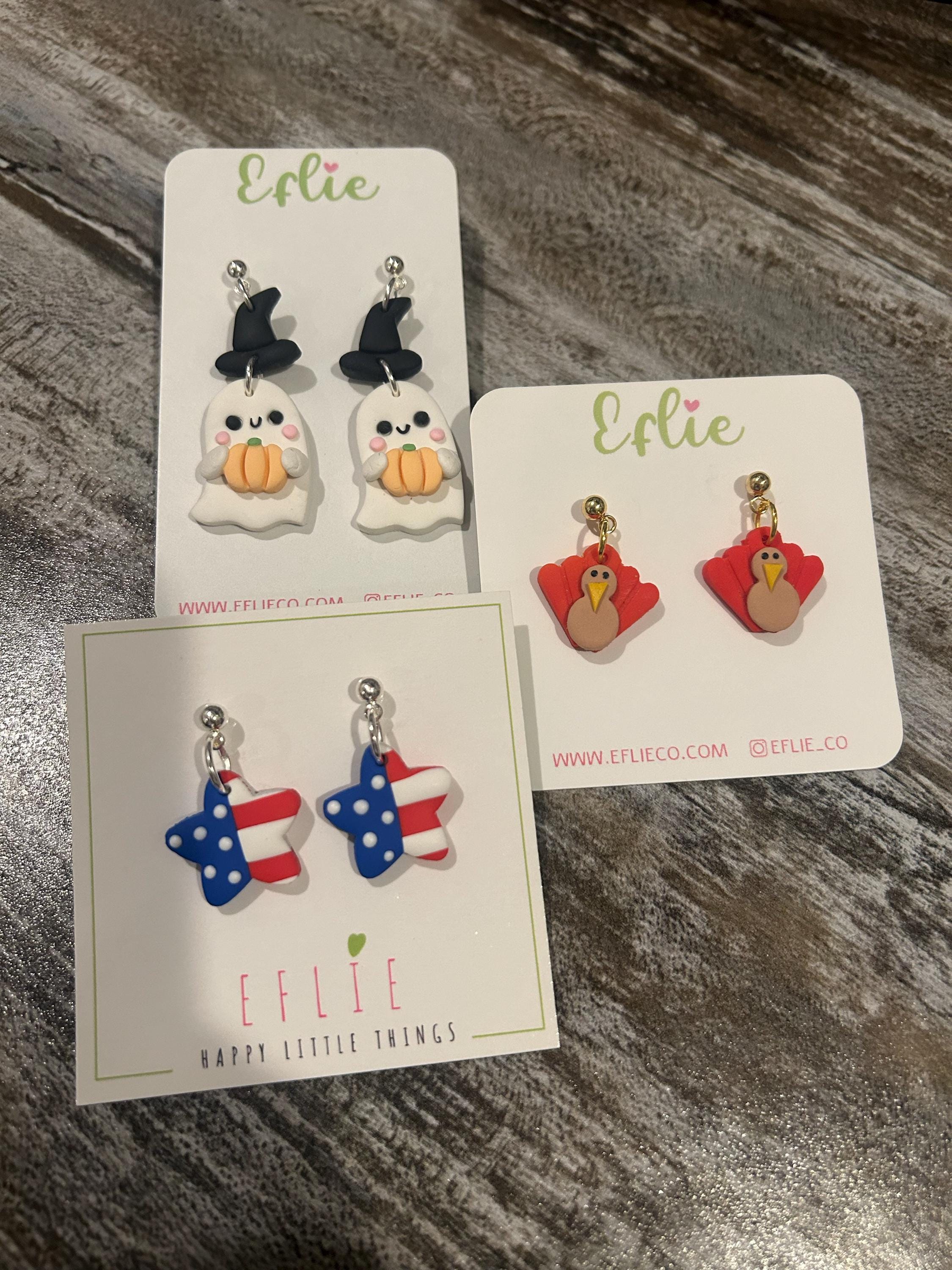 Halloween Cute Witch Ghost Pumpkin Earring | Clay Fall Studs | Cute Spooky Ghost Dangling | Halloween Gift Idea | Halloween Spooky Earrings