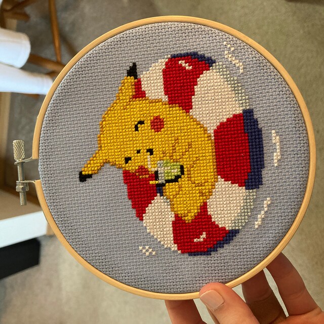 Pokemon Cross Stitch Kit - Pikachu, Bulbasaur, Charmander &