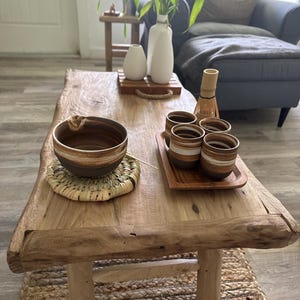 Japanese-style Rustic Matcha Tea Set with Ceramic Bowl with Spout, Bamboo Whisk, Whisk Holder, and Scoop
