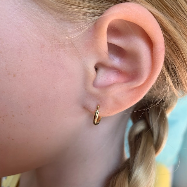 Orecchini Pendenti In Oro 14 Carati, Cerchi Medi, Cerchio - Foto 3