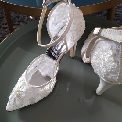 Bridal Shoes Wedge Heel Lace Embroidered Personalized Stylish - Etsy