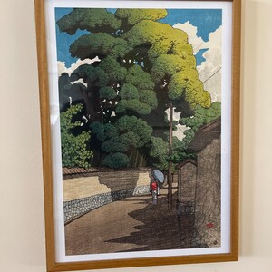 川瀬巴水作「金沢の夏の午後」、木版画、ジクレー、版画、アジア美術