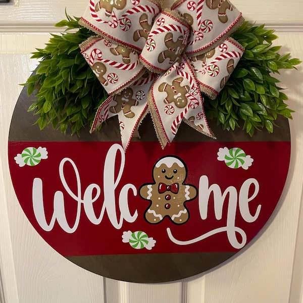 Christmas Front Door Decor | Gingerbread Man | Christmas Wreath ...