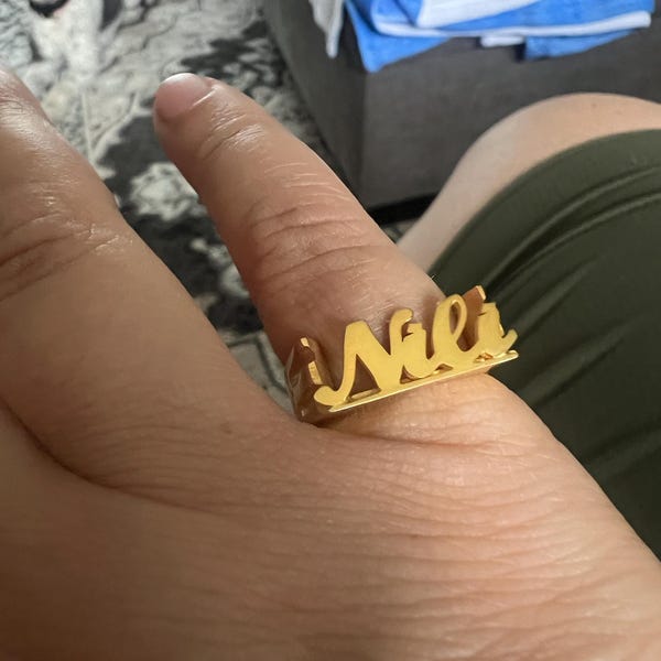 Personalized Name Ring - Cursive Font Name Ring - Custom Name Ring ...