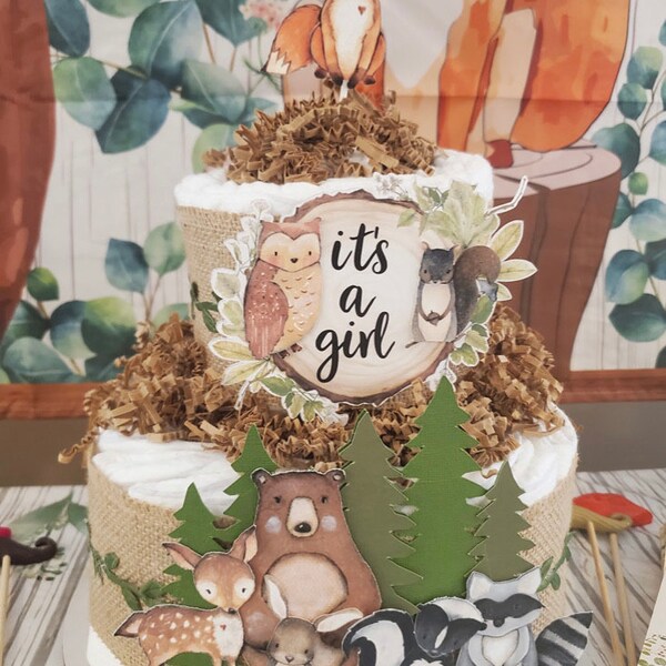 Woodland Creatures Diaper Cake: Boy Baby Shower Centerpiece - Etsy