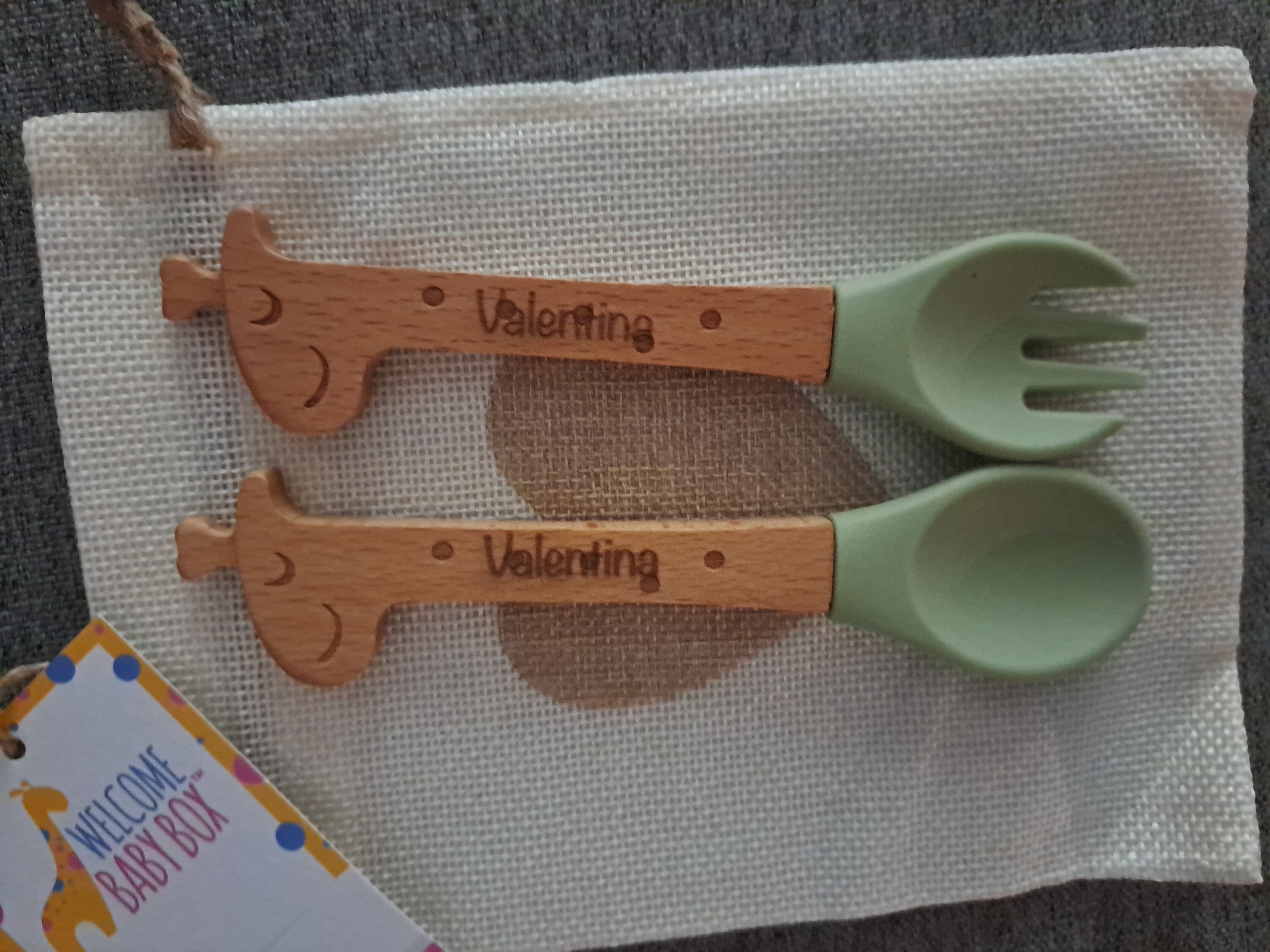 Personalized Spoon and Fork Set Sweet Baby Giraffe Laser Engraved