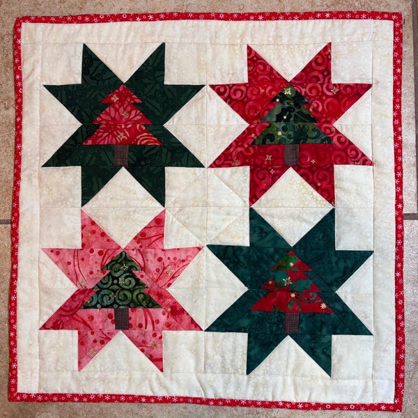 Christmas Tree 7 Sizes Included, Foundation Paper, Star Piecing Pattern ...
