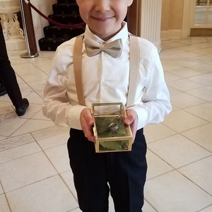 champagne gold bow tie and suspenders