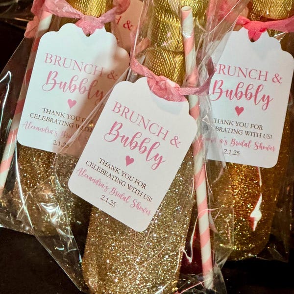 Brunch and Bubbly Bridal Shower Favor Tags: Personalized Champagne Tags ...
