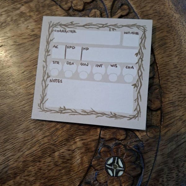 Stat Block Sticky Note for Dnd, Pathfinder, Ttrpg Stationery, Dnd ...