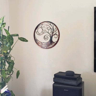 Enchanting Starry Night Tree of Life Metal Wall Art on Copper - Etsy