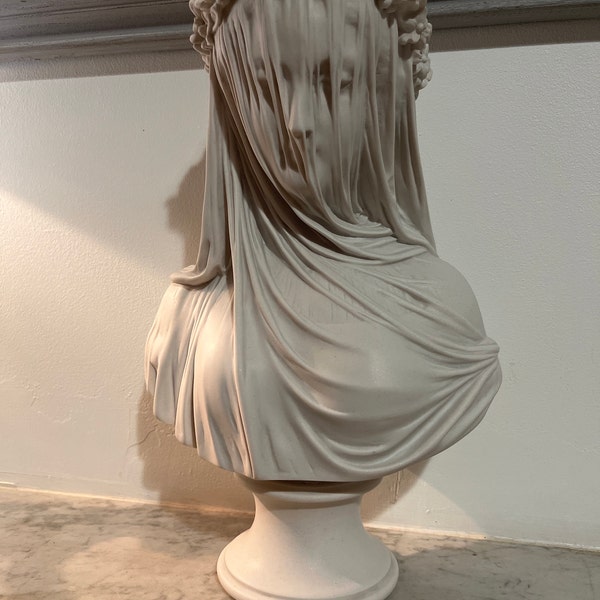 Veiled Lady Bust Sculpture - Female Antique Art Statue in Marble Stone ...