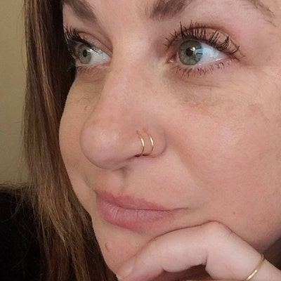 Piercing Nez En Argent 925 Sterling - L Forme Avec Cristaux Multiples - Calibre 22 (0,6 Mm) - Longueur 4 Mm