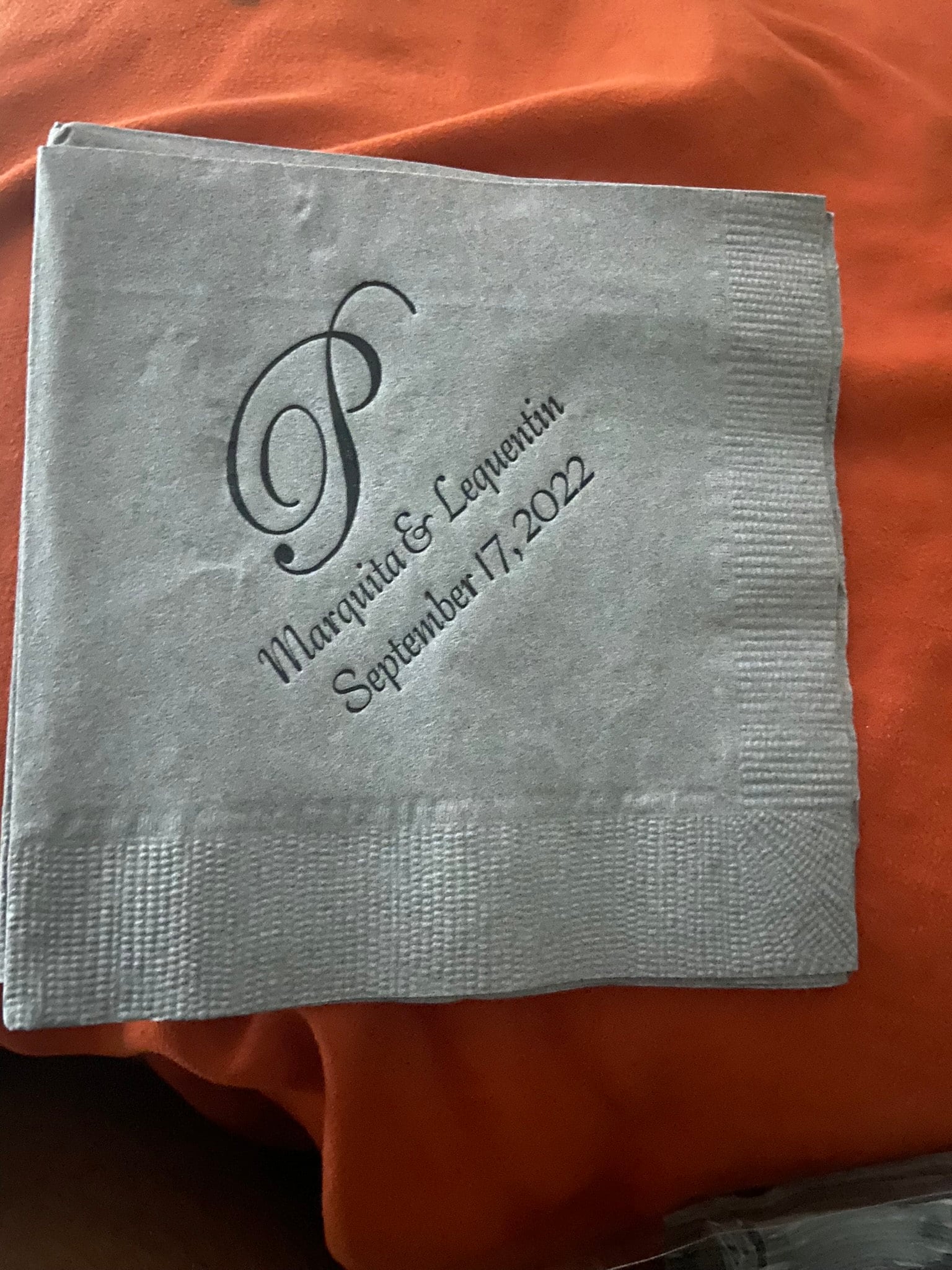 Monogrammed Wedding Napkins Personalized Wedding Reception Napkins Monogram, Party/Wedding Gift