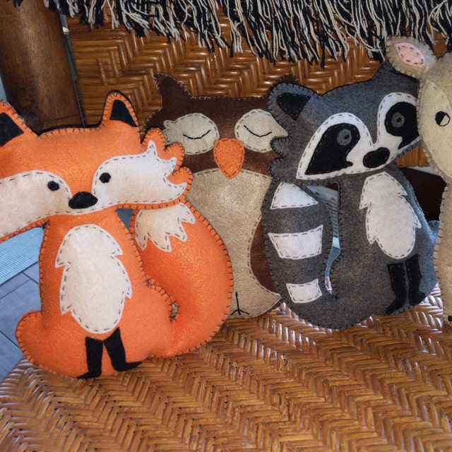 Woodland Stuffed Animal Sewing Patterns, Felt Owl, Plush Raccoon, Hedgehog  Softie, Turtle Stuffie, Easy Hand Sewing Felt Forest, PDF SVG DFX 