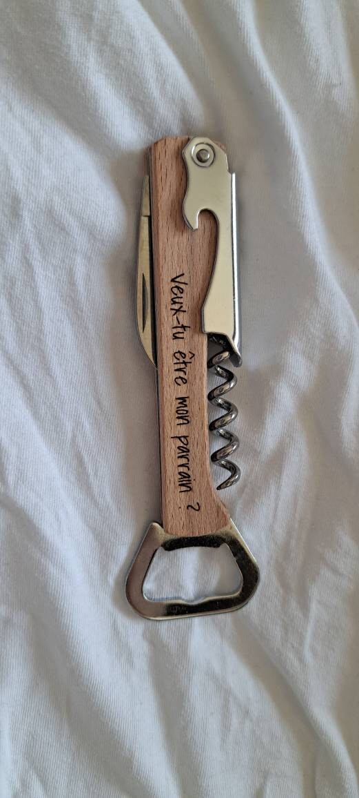 Personalized lemonade maker / Bottle opener knife Corkscrew / Father&#39;s Day gift godfather godmother / Witnesses Birthday Christmas Wedding